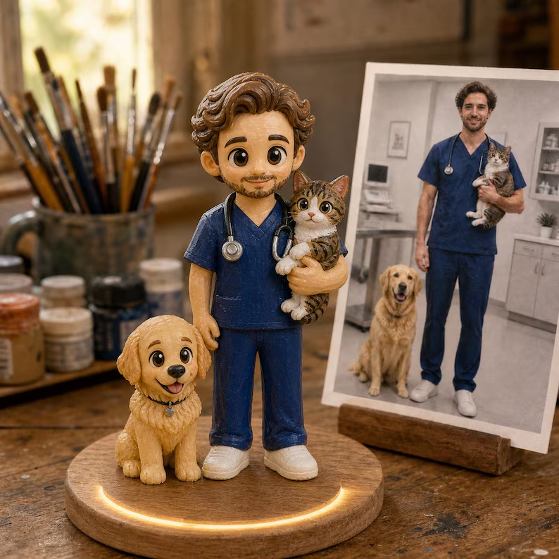 Personalized 3D Printed Memory Figurine β Custom People & Pet Statue