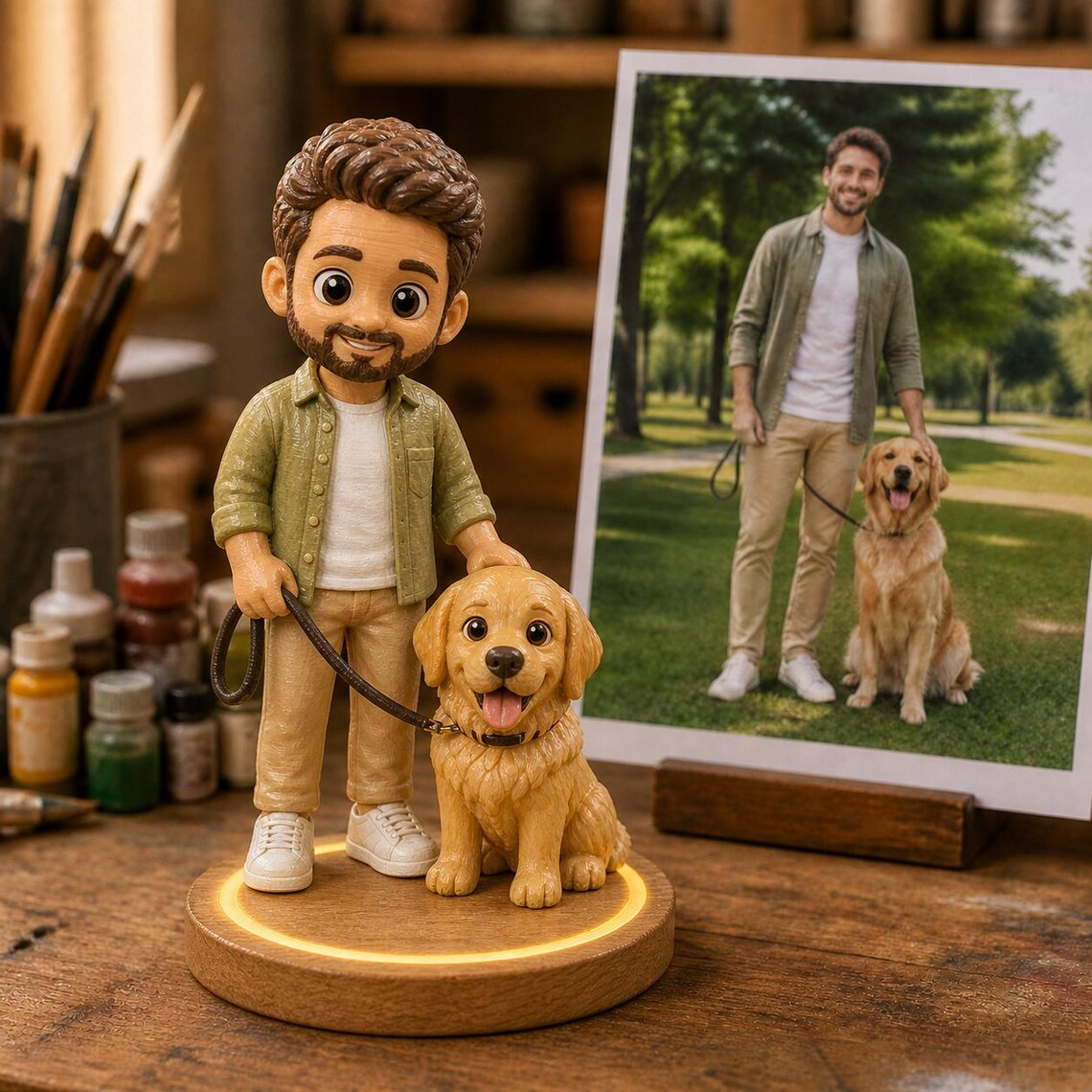 Personalized 3D Printed Memory Figurine – Custom People & Pet Statue
