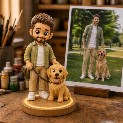 Personalized 3D Printed Memory Figurine – Custom People & Pet Statue