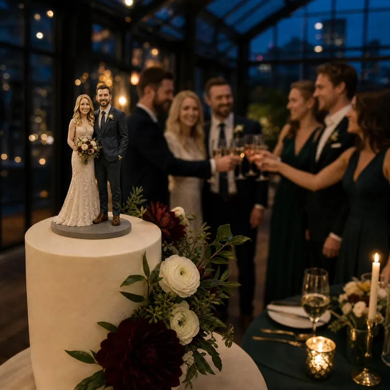 Customized wedding cake topper statues based on photos | Personalized three-dimensional couple keepsakes, suitable for weddings and birthday parties