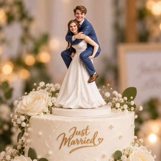 Customized wedding cake topper statues based on photos | Personalized three-dimensional couple keepsakes, suitable for weddings and birthday parties