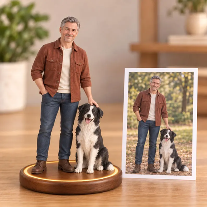 Realistic resin figurines customized from photos, personalized as family or couple portraits, or pet statues—ideal as wedding anniversary gifts, family memorials, or custom pet keepsakes.